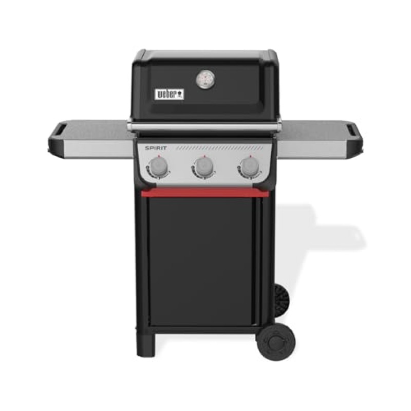 Weber Barbecue a gas Spirit E-310/3 bruciatori, accensione Snap-Jet, ruote resistenti e griglia di riscaldamento, superficie di 51 x 46cm, compatibile con le guide laterali Weber Works, nero/argento