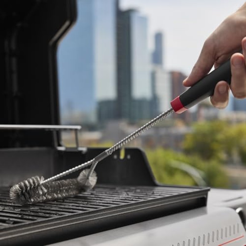 Weber Barbecue a gas Spirit E-310/3 bruciatori, accensione Snap-Jet, ruote resistenti e griglia di riscaldamento, superficie di 51 x 46cm, compatibile con le guide laterali Weber Works, nero/argento