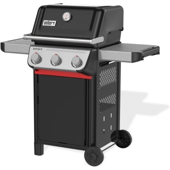 Weber Barbecue a gas Spirit E-310/3 bruciatori, accensione Snap-Jet, ruote resistenti e griglia di riscaldamento, superficie di 51 x 46cm, compatibile con le guide laterali Weber Works, nero/argento