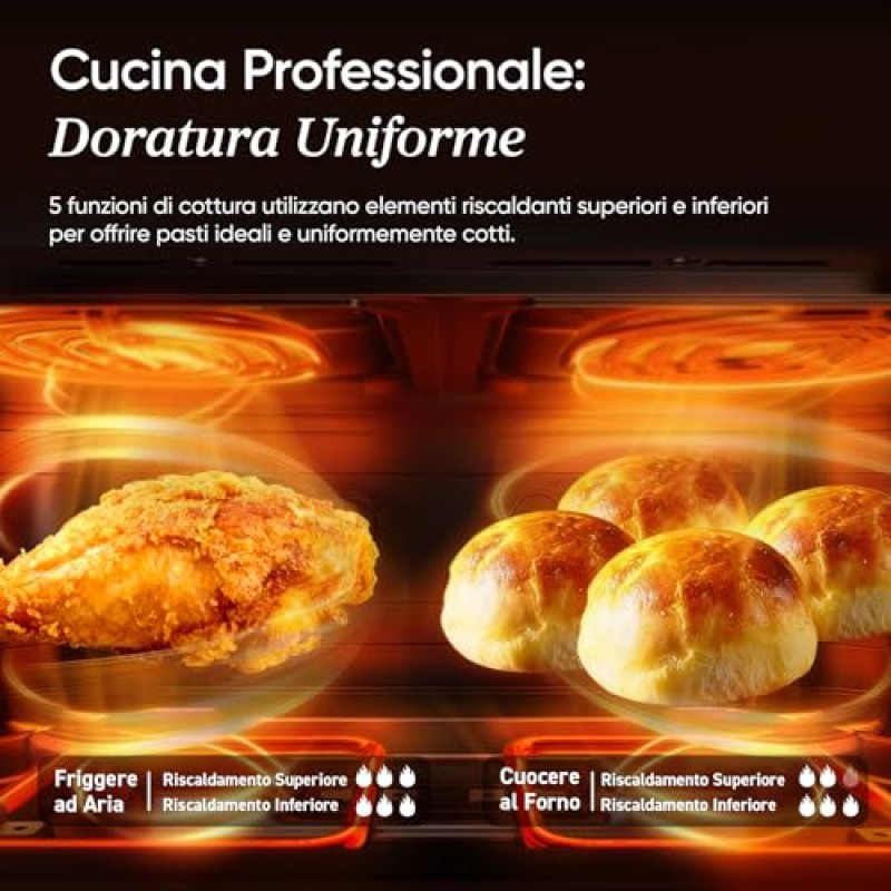 COSORI Friggitrice ad Aria 10 Litri, 7 in 1 Doppia Resistenza TwinFry con Doppio Cestello 5L&5L e Separatore Rimovibile, 2800W Air Fryer WiFi, 40-240℃, 70 Ricette Online, TF-102S - 10 L Grigio Profondo