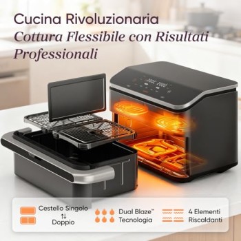 COSORI Friggitrice ad Aria 10 Litri, 7 in 1 Doppia Resistenza TwinFry con Doppio Cestello 5L&5L e Separatore Rimovibile, 2800W Air Fryer WiFi, 40-240℃, 70 Ricette Online, TF-102S - 10 L Grigio Profondo COSORI Friggitrice ad Aria 10 Litri, 7 in 1 Doppia Resistenza TwinFry con Doppio Cestello 5L&5L e Separatore Rimovibile, 2800W Air Fryer WiFi, 40-240℃, 70 Ricette Online, TF-102S - 10 L Grigio Profondo