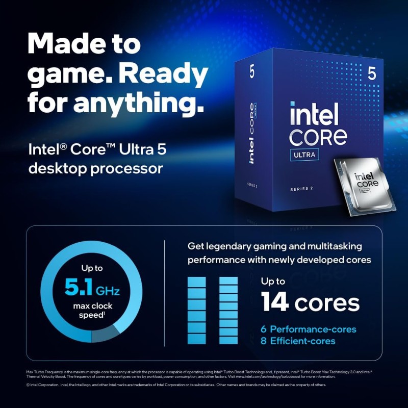 Intel® Core™ Ultra 5 per sistemi processore desktop 235, 14 núcleos 6 P-cores + 8 E-cores fino a 5.0 GHz, 5 235 Intel® Core™ Ultra 5 per sistemi processore desktop 235, 14 núcleos 6 P-cores + 8 E-cores fino a 5.0 GHz, 5 235
