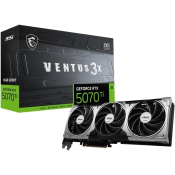 MSI GeForce RTX™ 5070 Ti 16G VENTUS 3X OC Scheda Video, 16GB GDDR7, PCIe 5.0, 8960 CUDA Core, Boost Clock 2482 MHz, HDMI 2.1b, DisplayPort 2.1b, Backplate in Metallo, TORX FAN 5.0, Zero Frozr MSI GeForce RTX™ 5070 Ti 16G VENTUS 3X OC Scheda Video, 16GB GDDR7, PCIe 5.0, 8960 CUDA Core, Boost Clock 2482 MHz, HDMI 2.1b, DisplayPort 2.1b, Backplate in Metallo, TORX FAN 5.0, Zero Frozr
