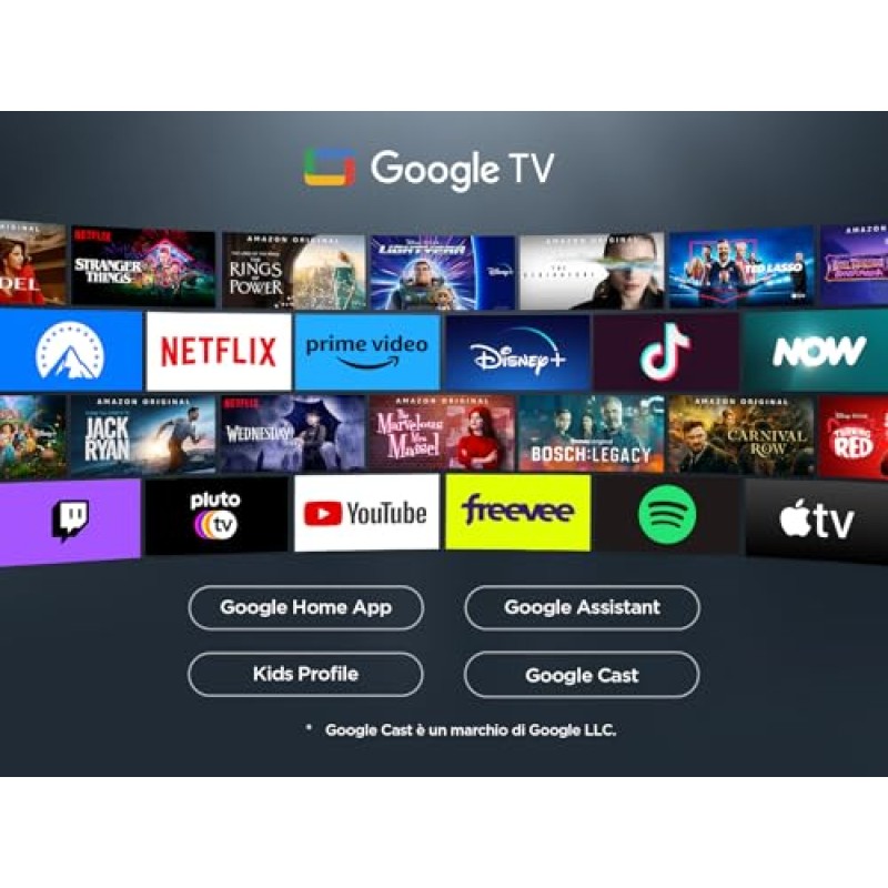 TCL 50V6C TV 50'' 4K UHD Smart LED TV, 4K HDR, Google TV con design senza bordi (Dolby Audio, Motion Clarity, compatibile con Google Assistant e Alexa) - 50 pollici
