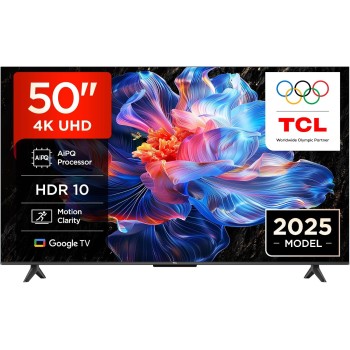 TCL 50V6C TV 50'' 4K UHD Smart LED TV, 4K HDR, Google TV con design senza bordi (Dolby Audio, Motion Clarity, compatibile con Google Assistant e Alexa) - 50 pollici
