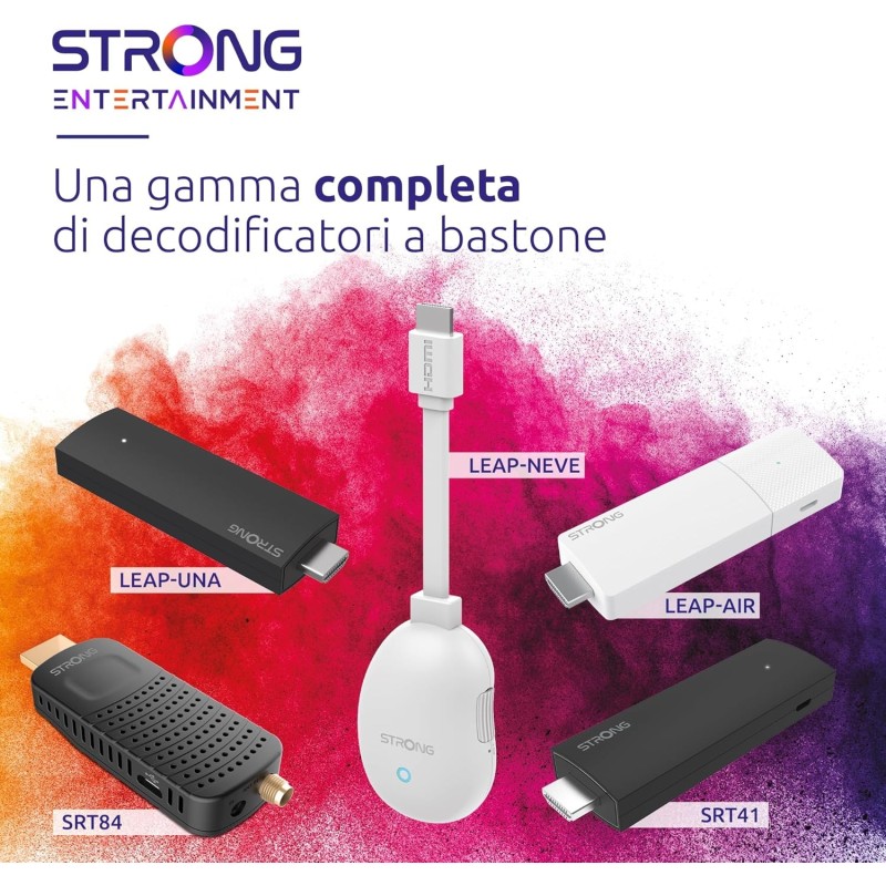 STRONG Leap-NEVE Streaming Stick Google TV 4K UHD Con Porta Ethernet, 2GB RAM + 16GB Memoria, Wi-Fi 6, Android 12, Chromecast Integrato, Assistente Google, Dolby Atmos & Dolby Vision STRONG Leap-NEVE Streaming Stick Google TV 4K UHD Con Porta Ethernet, 2GB RAM + 16GB Memoria, Wi-Fi 6, Android 12, Chromecast Integrato, Assistente Google, Dolby Atmos & Dolby Vision