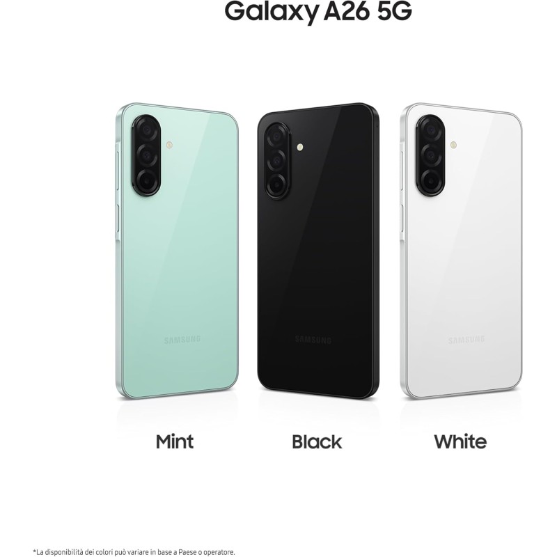 Samsung Galaxy A26 5G, Smartphone con Funzioni intelligenti, 3 anni di Garanzia del produttore, Display Super AMOLED 6.7”, 6GB RAM, 128GB, 5.000 mAh, memoria espandibile, White [Versione Italiana] - 6GB+128GB White