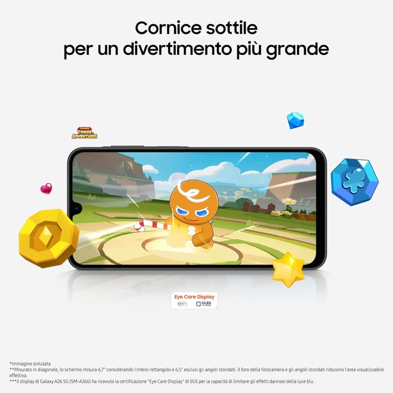 SAMSUNG Galaxy A26 5G, Smartphone con Funzioni intelligenti, 3 anni di Garanzia del produttore, Display Super AMOLED 6.7”, 6GB RAM, 128GB, 5.000 mAh, memoria espandibile, Black [Versione Italiana] - 6GB+128GB Black