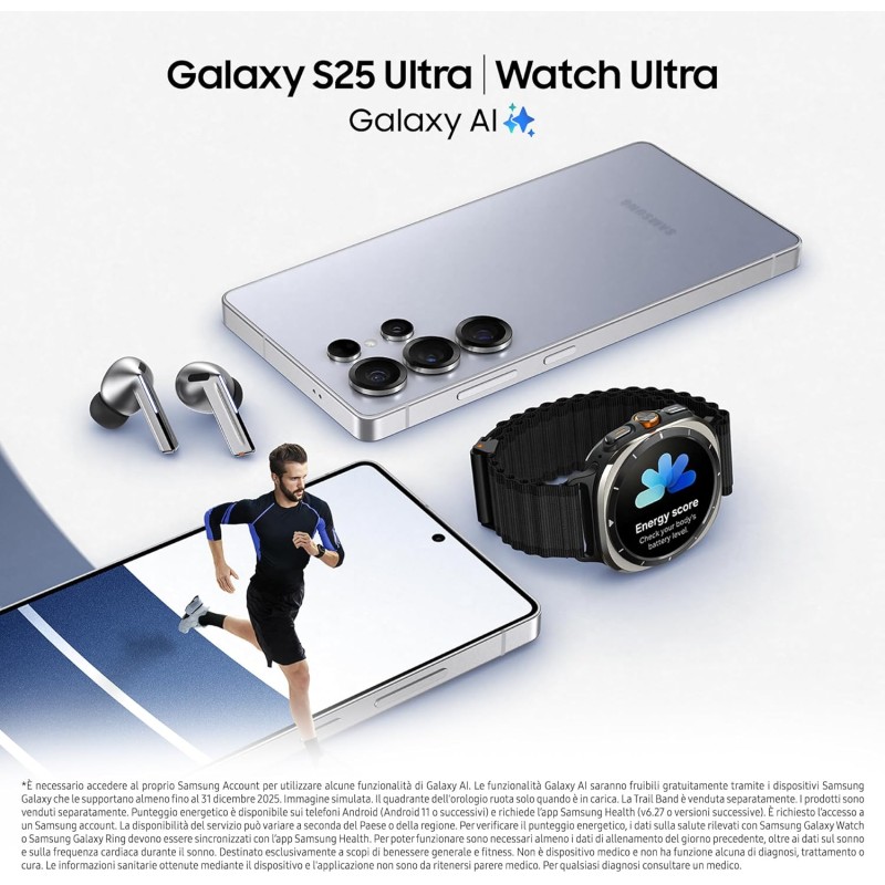 Samsung Galaxy S25 Ultra con Galaxy Watch7 40mm BT Green, Smartwatch Fitness Tracker, Smartphone AI con 3 anni di Garanzia del produttore, RAM 12GB, 1TB, Titanium Whitesilver - 1TB Titanium Whitesilver