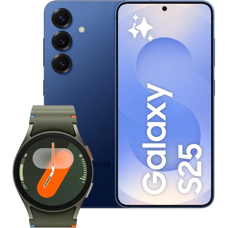 Samsung Galaxy S25 con Galaxy Watch7 40mm BT Green, Smartwatch Fitness Tracker, Smartphone AI con 3 anni di Garanzia del produttore, RAM 12GB, 128GB, Navy - 128GB Navy
