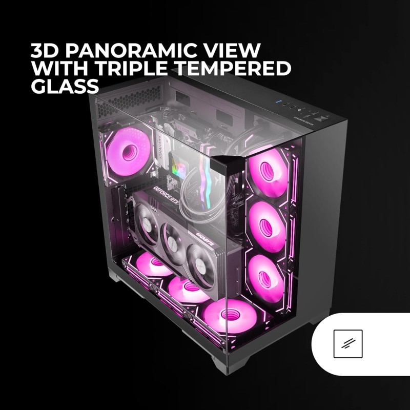 Mars Gaming MC-VISION, Case Gaming ATX, Triplo Vetro Temperato Senza Cornice, Struttura a Doppia Camera, Compatibile con Schede Madri a Connettore Inverso, Supporto Raffreddamento a Liquido, Nero Mars Gaming MC-VISION, Case Gaming ATX, Triplo Vetro Temperato Senza Cornice, Struttura a Doppia Camera, Compatibile con Schede Madri a Connettore Inverso, Supporto Raffreddamento a Liquido, Nero