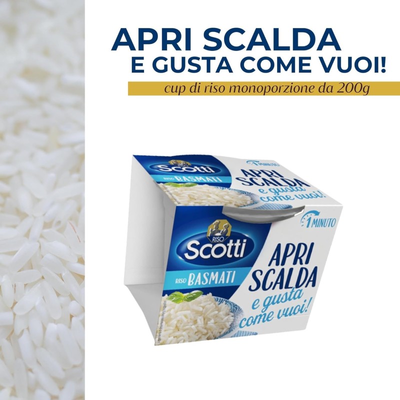 Riso Scotti, Apri Scalda e Gusta Basmati, Cup di Riso Monoporzione Pronto in 1 Minuto, 200g Riso Scotti, Apri Scalda e Gusta Basmati, Cup di Riso Monoporzione Pronto in 1 Minuto, 200g
