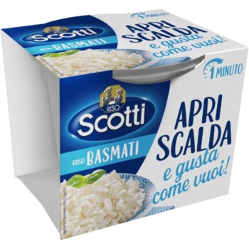 Riso Scotti, Apri Scalda e Gusta Basmati, Cup di Riso Monoporzione Pronto in 1 Minuto, 200g