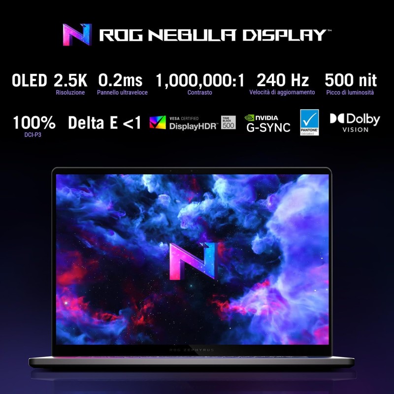 ASUS ROG Zephyrus G16 (2025) con Display OLED ROG Nebula da 16” a 240Hz, NVIDIA GeForce RTX 5070 Ti 12GB, Intel® Core™ Ultra 9 285H, 32GB RAM, 2TB SSD, Win 11 Home, GU605CR#B0DWSVYDPH, Grigio ASUS ROG Zephyrus G16 (2025) con Display OLED ROG Nebula da 16” a 240Hz, NVIDIA GeForce RTX 5070 Ti 12GB, Intel® Core™ Ultra 9 285H, 32GB RAM, 2TB SSD, Win 11 Home, GU605CR#B0DWSVYDPH, Grigio