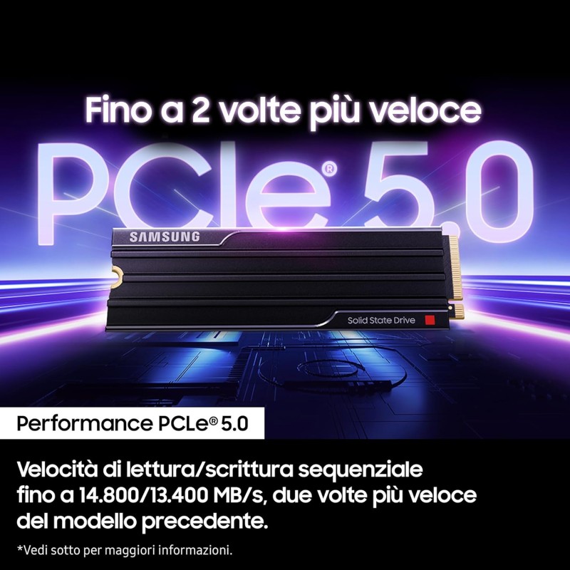 SAMSUNG Memorie MZ-VAP4T0CW 9100 PRO SSD Interno con Dissipatore di Calore da 4TB, PCIe 5.0 x4, NVMe 2.0, SSD Progettato per Professionisti e Gamer, Compatibile con PC e Playstation 5 - 4 TB SAMSUNG Memorie MZ-VAP4T0CW 9100 PRO SSD Interno con Dissipatore di Calore da 4TB, PCIe 5.0 x4, NVMe 2.0, SSD Progettato per Professionisti e Gamer, Compatibile con PC e Playstation 5 - 4 TB