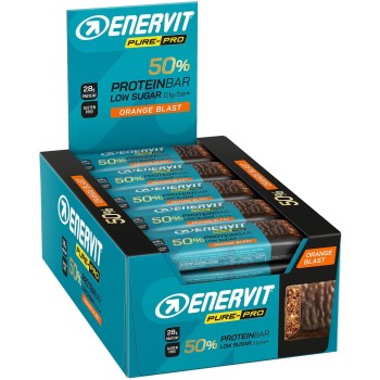 Enervit Pure-Pro Protein Bar 50% Orange Blast, Barrette Proteiche Senza Zucchero e Senza Glutine, Snack Proteici con 30g Proteine Ideale Post Workout Intensi, Ripieno Gusto Arancia, 25 Barrette da 55g - 25 barrette da 55g Enervit Pure-Pro Protein Bar 50% Orange Blast, Barrette Proteiche Senza Zucchero e Senza Glutine, Snack Proteici con 30g Proteine Ideale Post Workout Intensi, Ripieno Gusto Arancia, 25 Barrette da 55g - 25 barrette da 55g