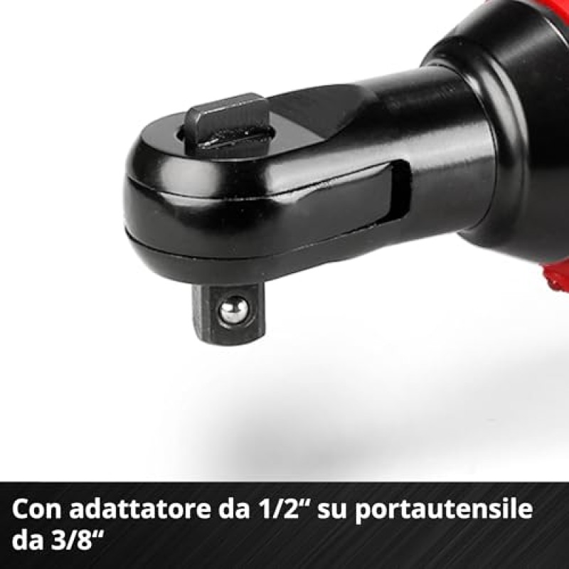 Einhell Avvitatore a cricchetto a batteria TE-RW 18/60 Li-Solo Power X-Change (18 V, 60 Nm, portautensile 3/8", rotazione a sinistra/a destra, luce a LED, con adattatore da 1/2", senza batteria)