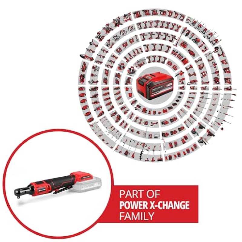 Einhell Avvitatore a cricchetto a batteria TE-RW 18/60 Li-Solo Power X-Change (18 V, 60 Nm, portautensile 3/8", rotazione a sinistra/a destra, luce a LED, con adattatore da 1/2", senza batteria)