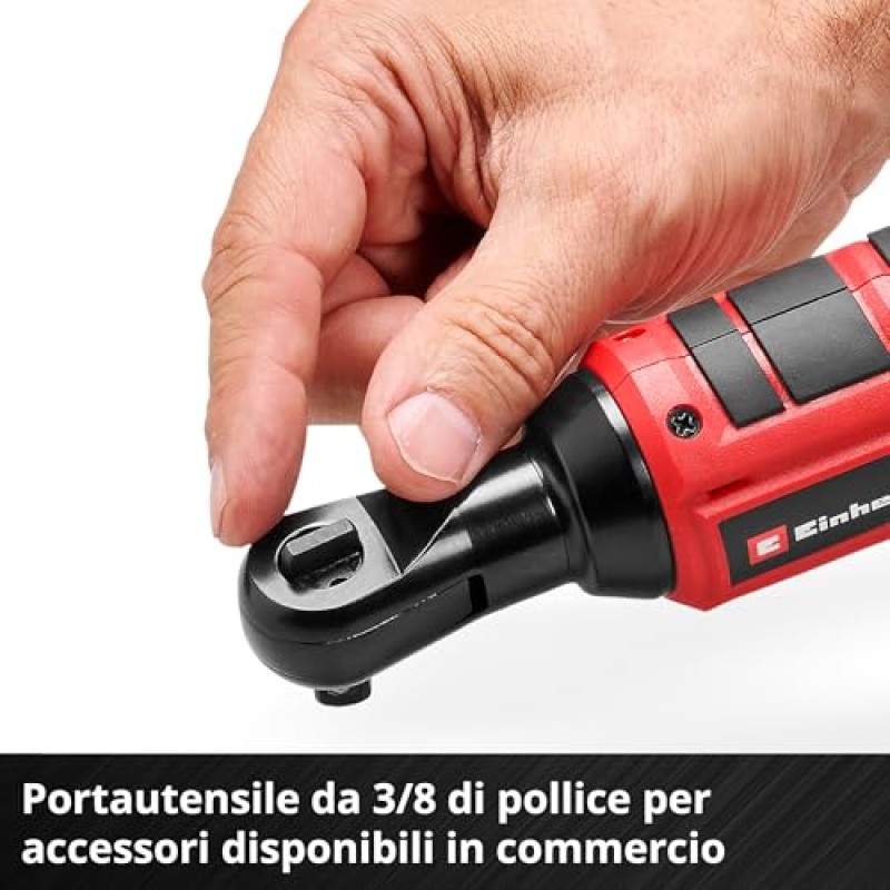 Einhell Avvitatore a cricchetto a batteria TE-RW 18/60 Li-Solo Power X-Change (18 V, 60 Nm, portautensile 3/8", rotazione a sinistra/a destra, luce a LED, con adattatore da 1/2", senza batteria)