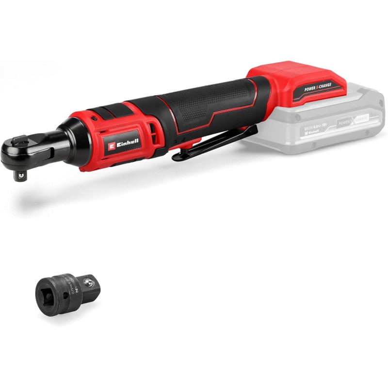 Einhell Avvitatore a cricchetto a batteria TE-RW 18/60 Li-Solo Power X-Change (18 V, 60 Nm, portautensile 3/8", rotazione a sinistra/a destra, luce a LED, con adattatore da 1/2", senza batteria)