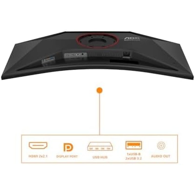 AOC Gaming CU34G4Z - Monitor curvo WQHD da 34 pollici, 240 Hz, FreeSync Prem., HDR400 3440x1440, 1ms GtG, 2x HDMI 2.1, 1x DisplayPort 1.4, USB Hub nero-rosso, 34 inch WQHD - 34" WQHD Curvo