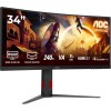 AOC Gaming CU34G4Z - Monitor curvo WQHD da 34 pollici, 240 Hz, FreeSync Prem., HDR400 3440x1440, 1ms GtG, 2x HDMI 2.1, 1x DisplayPort 1.4, USB Hub nero-rosso, 34 inch WQHD - 34" WQHD Curvo