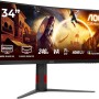 AOC Gaming CU34G4Z - Monitor curvo WQHD da 34 pollici, 240 Hz, FreeSync Prem., HDR400 3440x1440, 1ms GtG, 2x HDMI 2.1, 1x DisplayPort 1.4, USB Hub nero-rosso, 34 inch WQHD - 34" WQHD Curvo