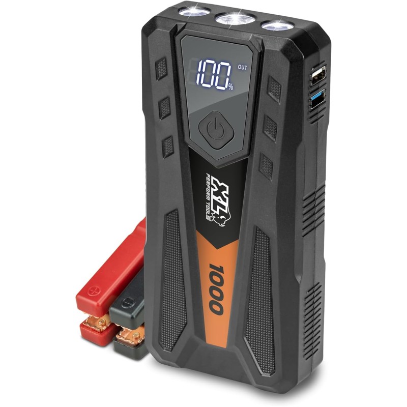 XL Perform Tools Booster Batteria Auto 1000A 6000mAh Litio - Avviatore 12V - Batteria Esterna USB - Torcia LED - Jump Starter XL Perform Tools Booster Batteria Auto 1000A 6000mAh Litio - Avviatore 12V - Batteria Esterna USB - Torcia LED - Jump Starter