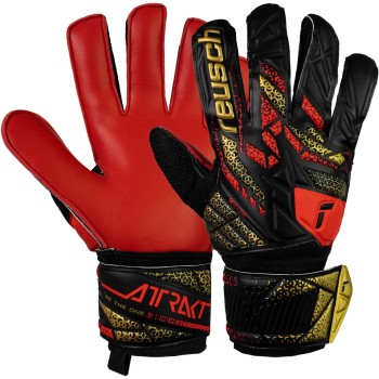 Reusch Attrakt Solid, Guanti da Portiere Unisex Adulto - 10 nero-oro-rosso