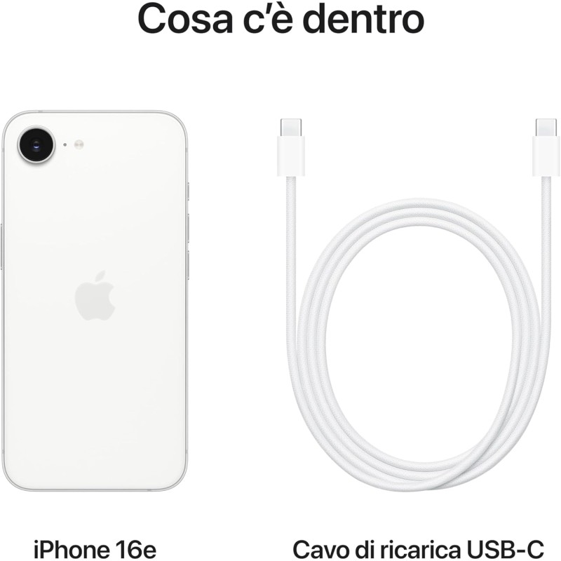 iPhone 16e 256 GB: progettato per Apple Intelligence, con chip A18, un’autonomia grandiosa, fotocamera Fusion da 48MP e display Super Retina XDR 6,1"; Bianco - 256 GB bianco iPhone 16e 256 GB: progettato per Apple Intelligence, con chip A18, un’autonomia grandiosa, fotocamera Fusion da 48MP e display Super Retina XDR 6,1"; Bianco - 256 GB bianco
