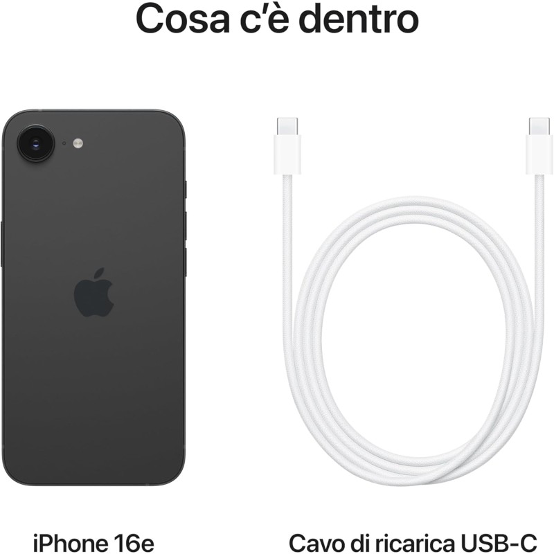 Apple iPhone 16e 128 GB: progettato per Apple Intelligence, con chip A18, un’autonomia grandiosa, fotocamera Fusion da 48MP e display Super Retina XDR 6,1''; Nero - 128 GB Nero Apple iPhone 16e 128 GB: progettato per Apple Intelligence, con chip A18, un’autonomia grandiosa, fotocamera Fusion da 48MP e display Super Retina XDR 6,1''; Nero - 128 GB Nero
