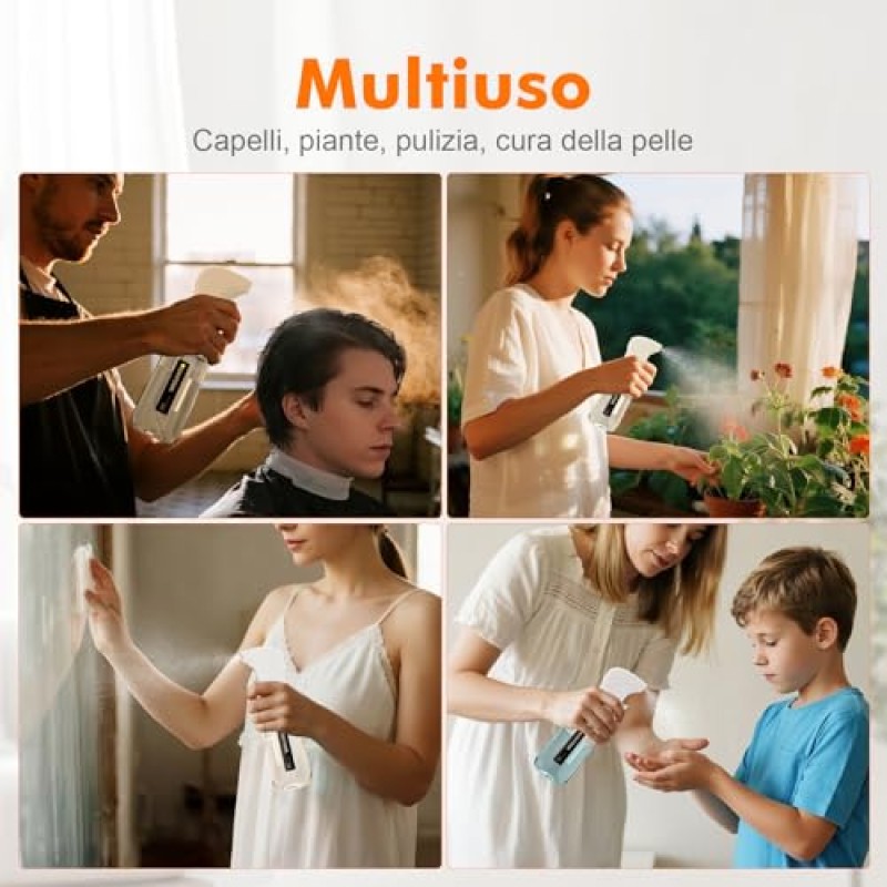 GRIFEMA Spruzzatore Acqua Bianco 200 ml – Bottiglia Spray Riutilizzabile in Plastica Senza BPA, Nebbia Fine e Uniforme, Design Antigoccia per Capelli, Piante, Viso e Pulizia, GE2003W-200 - Bianco