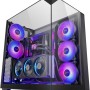 MARS GAMING MC-3GF, Case da Gioco ATX, Triplo Vetro Temperato, 2X Ventole ARGB Posteriori da 120 mm, Supporto verticale per Schede Grafiche, PC Tower Raffreddamento a Liquido fino a 360 mm, Nero