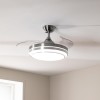 Cecotec Ventilatore da Soffitto con Luce LED Energysilence Aero 4300 Invisible Double Metal, 35W, 6 Velocità, Pale Retrattili, Doppia Luce, Telecomando, Timer, Luce Regolabile, Design Elegante - Inox