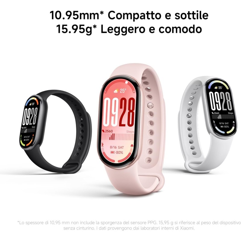 Xiaomi Smart Band 10 (Fitness Tracker), 1.72" AMOLED display, multimateriale, autonomia 21 gg, ricarica rapida, 150+ sport, monitoraggio benessere e sonno, HyperOS 2.0, resistente 5ATM, Compass - Rosa