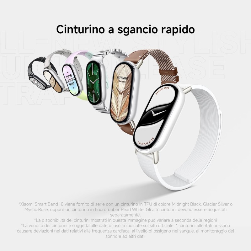 Xiaomi Smart Band 10 (Fitness Tracker), 1.72" AMOLED display, multimateriale, autonomia 21 gg, ricarica rapida, 150+ sport, monitoraggio benessere e sonno, HyperOS 2.0, resistente 5ATM, Compass - Rosa