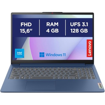 Lenovo IdeaPad Slim 3 Notebook 15,6” FHD (1920x1080), Intel N100, RAM 4GB, SSD 128GB, Microsoft 365 Personal 12 mesi incluso, Grafica Integrata, WiFi 6, Windows 11 Home, Tastiera Italiana - Abyss Blue - 4GB | 128GB