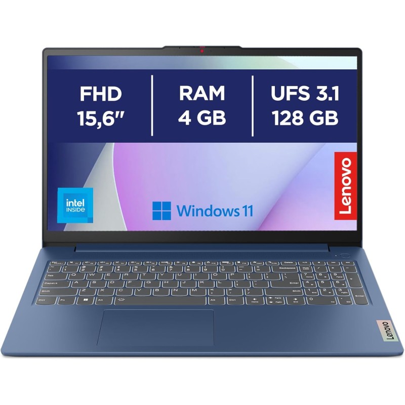 Lenovo IdeaPad Slim 3 Notebook 15,6” FHD (1920x1080), Intel N100, RAM 4GB, SSD 128GB, Microsoft 365 Personal 12 mesi incluso, Grafica Integrata, WiFi 6, Windows 11 Home, Tastiera Italiana - Abyss Blue - 4GB | 128GB