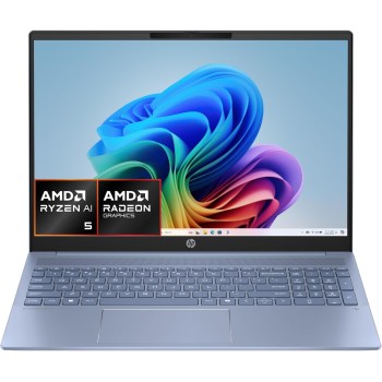 HP Omnibook 5 16-ag1002sl, AMD Ryzen AI 5 340, RAM 16GB LPDDR5, SSD 512 GB, Display 16" 2K IPS 300 Nits, 16:10, Antiriflesso, AMD Radeon 840M, True Vision FHD IR Cam, Windows 11, Sky Blu - Argento