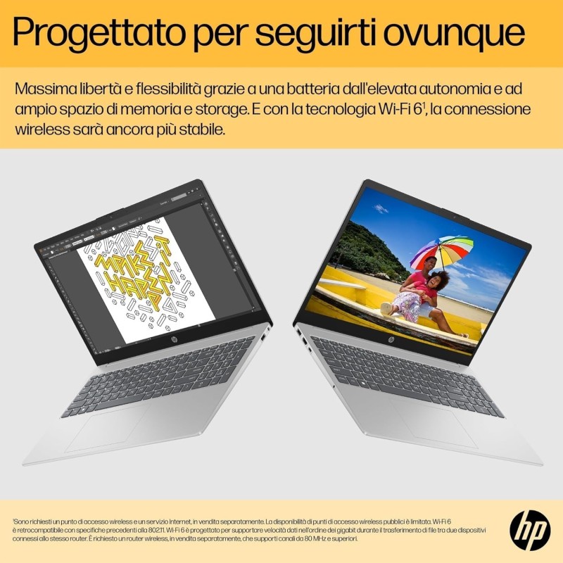 HP Laptop 15-fc0014sl, AMD Ryzen 5 7520U, 16GB RAM, 512GB, AMD Radeon Integrata, Display 15.6” FHD 250 Nits, Antiriflesso, Wi-Fi, 720p TNR Privacy Cam, Windows 11, Argento - Argento HP Laptop 15-fc0014sl, AMD Ryzen 5 7520U, 16GB RAM, 512GB, AMD Radeon Integrata, Display 15.6” FHD 250 Nits, Antiriflesso, Wi-Fi, 720p TNR Privacy Cam, Windows 11, Argento - Argento