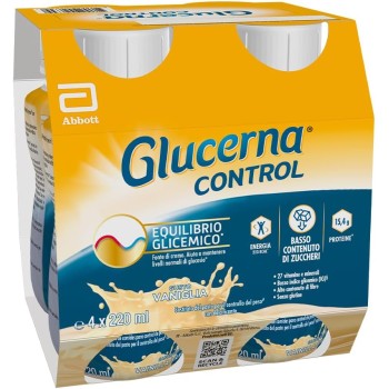 Glucerna Control | Equilibrio Glicemico | Pasto Sostitutivo con Basso Contenuto di Zuccheri| Confezione 4x220 ml, Gusto Vaniglia