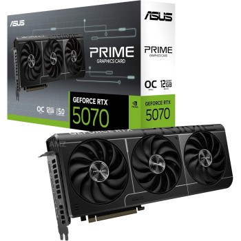 ASUS PRIME NVIDIA GeForce RTX 5070 OC Edition, Scheda Grafica 12 GB GDDR7, 192 Bit, PCIe 5.0, Design a 2,5 Slot, 3 Ventole Axial-Tech, 1 HDMI 2.1, 3 DisplayPort 2,1, Nera, PRIME-RTX5070-O12G - 12 GB