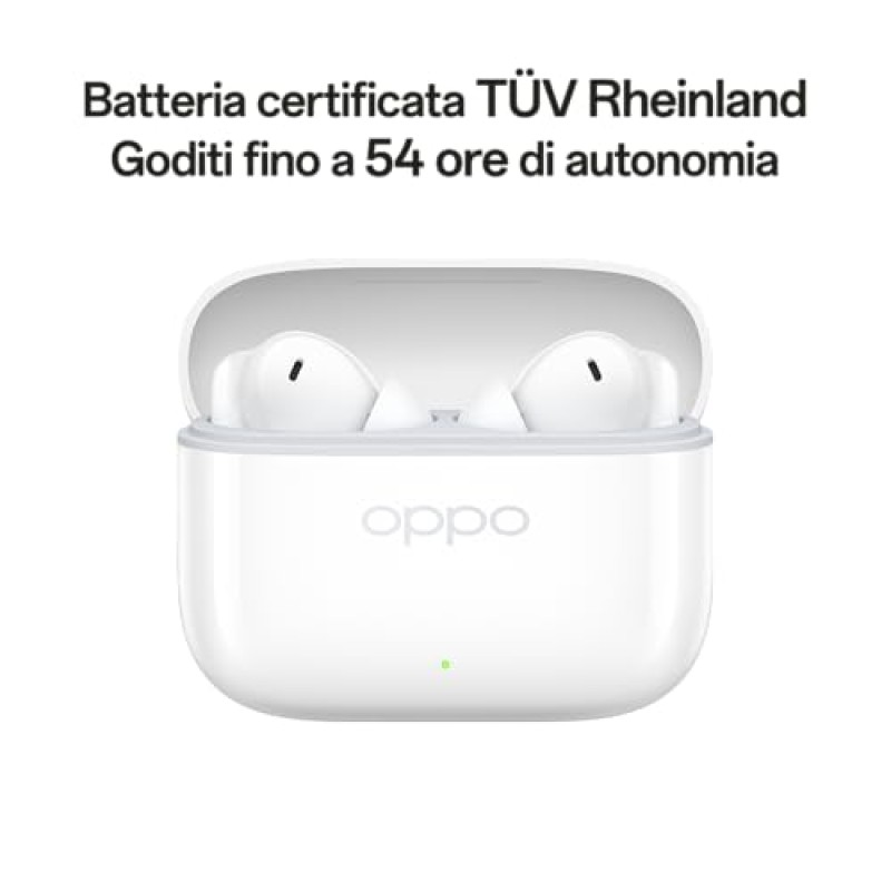 OPPO Enco Buds3 Pro Auricolari True Wireless, 54h di Autonomia, Driver Dinamico da 12.4mm, BT 5.4, Controlli Touch, Cancellazione rumore passiva, Android e iOS, IP55, [Versione Italiana], White - Glaze White