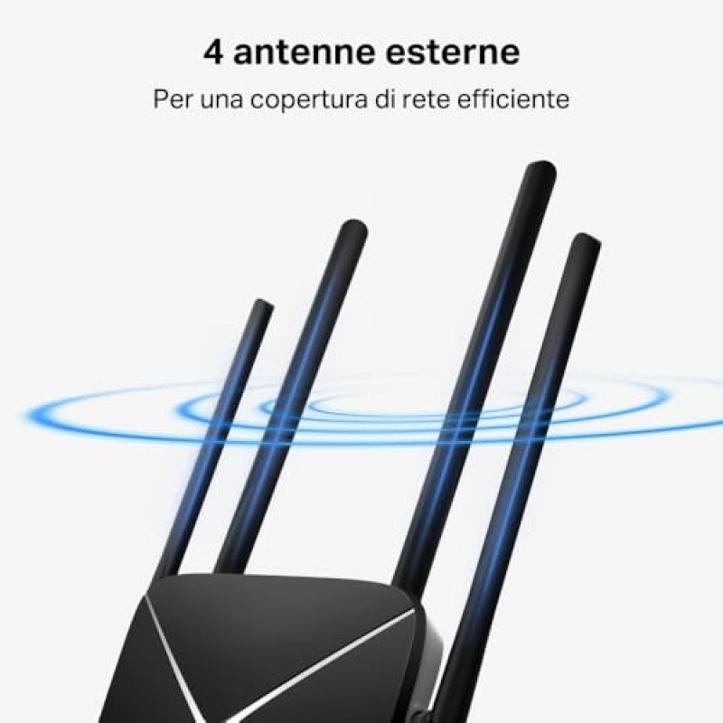 Mercusys MB115-4G Router WiFi con Sim, 4 Antenne Ad Alto Guadagno, 4G LTE Wireless N300Mbps, 3 Porte LAN+1 Porta LAN/WAN, WAN Connection Backup, Parental/LED Control, VPN, SMS, APP, Plug&Play