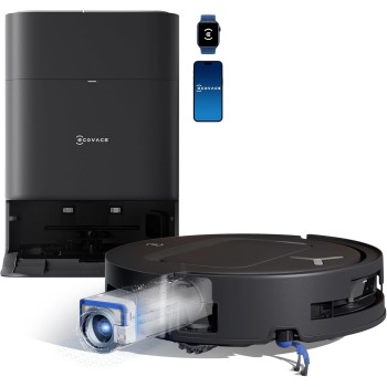 ECOVACS DEEBOT T80 OMNI Robot Aspirapolvere Lavapavimenti, 18.000 Pa, Spazzola OZMO ROLLER, ZeroTangle 3.0, Lavaggio Mocio con Acqua Calda a 40-75 °C, Asciugatura ad Aria Calda, Nero