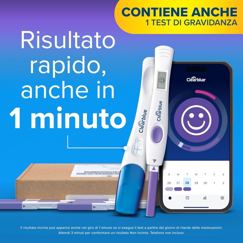 Clearblue 30 Test di Ovulazione Digitali Avanzati e 1 Test di Gravidanza, Aumenta le tue possibilità di rimanere incinta, Rilevazione Rapida, App Tracker ciclo