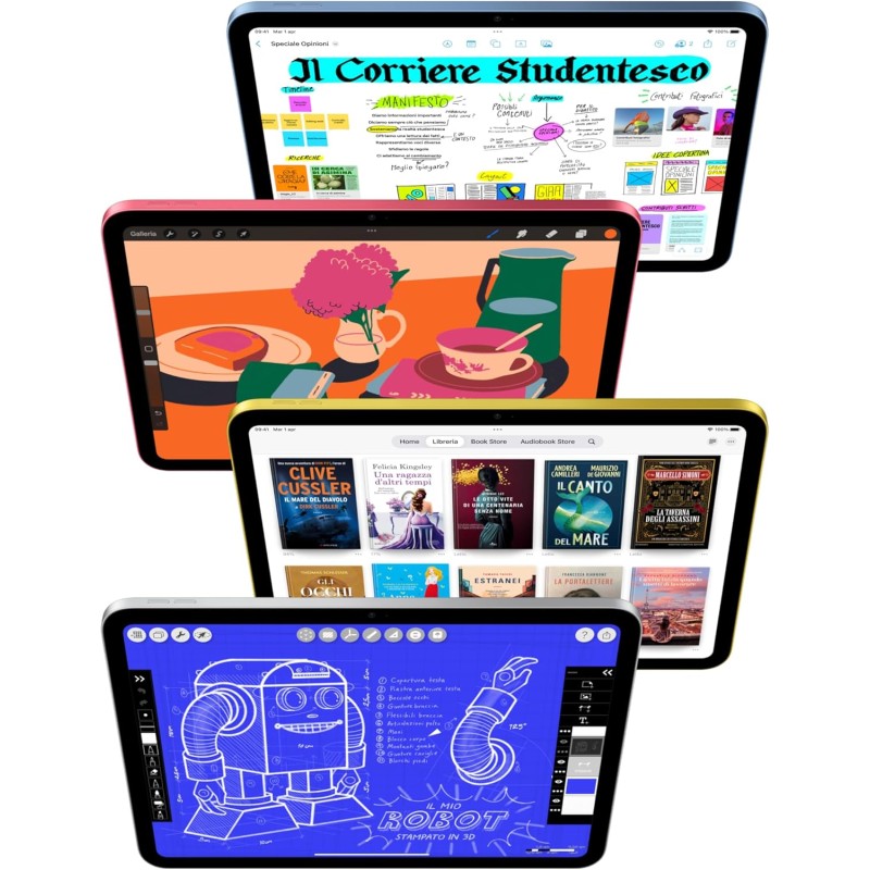 Apple iPad con chip A16: display Liquid Retina da 11'', 128 GB, Wi Fi 6, fotocamera frontale e posteriore da 12MP, Touch ID, autonomia di un giorno intero di batteria — Argento - 128 GB Argento Apple iPad con chip A16: display Liquid Retina da 11'', 128 GB, Wi Fi 6, fotocamera frontale e posteriore da 12MP, Touch ID, autonomia di un giorno intero di batteria — Argento - 128 GB Argento