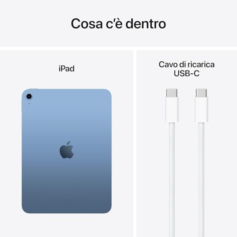 Apple iPad con chip A16: display Liquid Retina da 11'', 128 GB, Wi Fi 6, fotocamera frontale e posteriore da 12MP, Touch ID, autonomia di un giorno intero di batteria — Azzurro - 128 GB Azzurro Apple iPad con chip A16: display Liquid Retina da 11'', 128 GB, Wi Fi 6, fotocamera frontale e posteriore da 12MP, Touch ID, autonomia di un giorno intero di batteria — Azzurro - 128 GB Azzurro