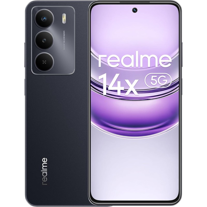 realme 14x 5G 8GB(+10GB)/256GB Smartphone 6.67" 120Hz Resistencia Militar 810H Android 14 Negro - 8+256GB Nero realme 14x 5G 8GB(+10GB)/256GB Smartphone 6.67" 120Hz Resistencia Militar 810H Android 14 Negro - 8+256GB Nero