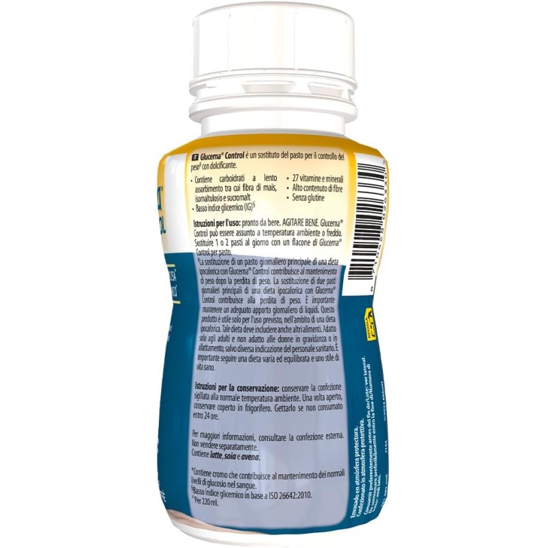 Glucerna Control | Equilibrio Glicemico | Pasto Sostitutivo con Basso Contenuto di Zuccheri| Confezione 4x220 ml, Gusto Caffè